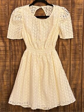 Max + Ash Ivory Cream Colored Eyelet Crochet Dress
